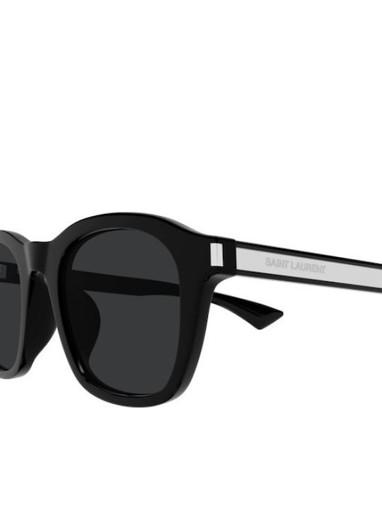 Ysl Unisex Sunglasses with Black Horn-Rimmed Frame and Black Lens