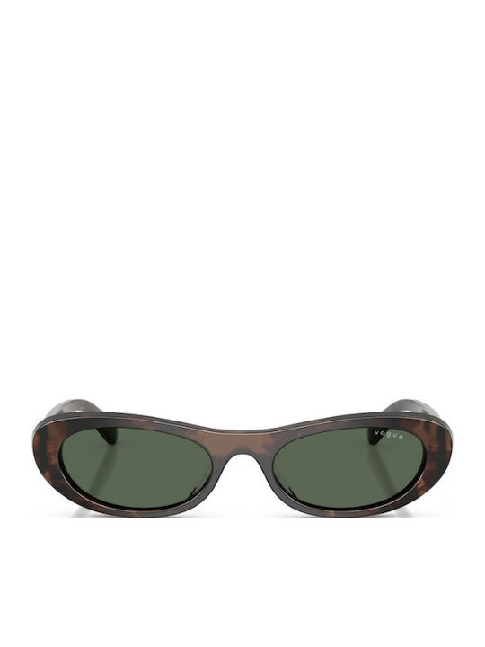 Vogue Unisex Sunglasses with Brown Horn-Rimmed Frame and Green Lens