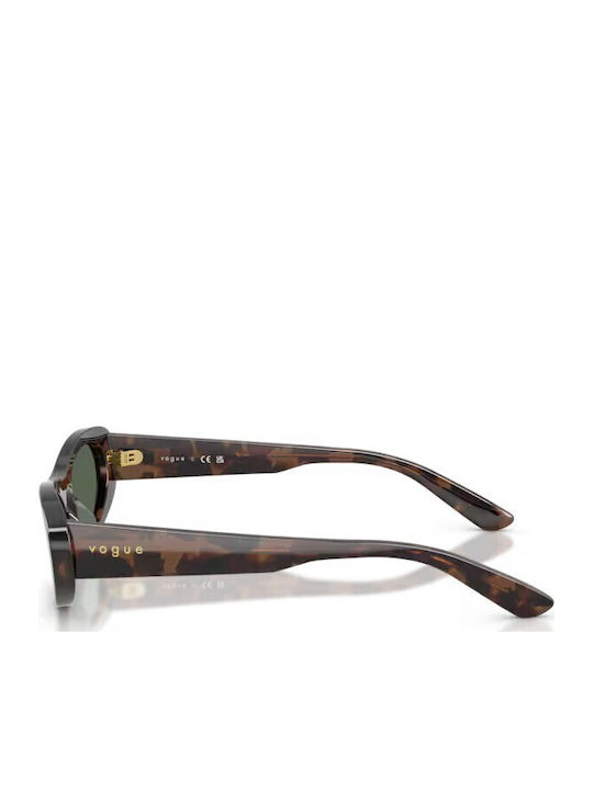 Vogue Unisex Sunglasses with Brown Horn-Rimmed Frame and Green Lens