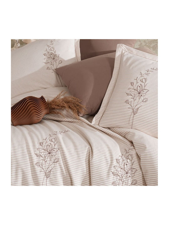 Clasy Home Set Huse Pentru Pilote 200x220cm Dublu Cu 2 Fețe De Pernă & 1 Cearceaf Ecru