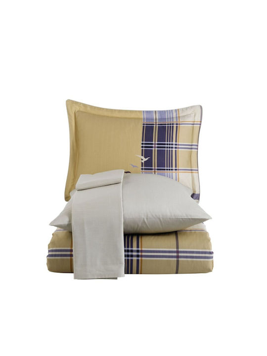Hobby Home Set Huse Pentru Pilote Bumbac 200x220cm Dublu Cu 2 Fețe De Pernă & 1 Cearceaf Bej