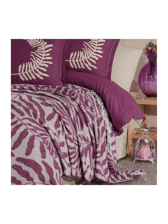 Cottonbox Set Huse Pentru Pilote 100% Bumbac 200x220cm Dublu Cu 2 Fețe De Pernă & 1 Cearceaf Violet