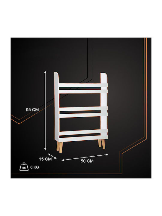 Bibliotecă de Pardoseală din Lemn Albă 95x15x50cm