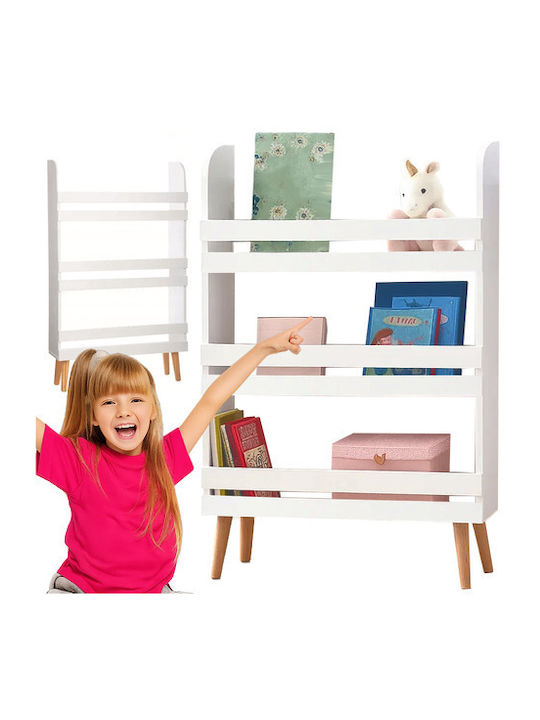 Bibliotecă de Pardoseală din Lemn Albă 95x15x50cm
