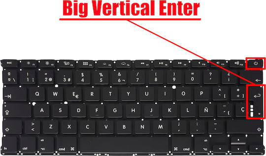 Spanish Laptop Keyboard Apple Macbook Air 13" A1369 2011 A1466 2012-2017 661-6635 661-7480 661-6059 069-9397-23 922-9646 Es No Frame Black Code 40167esnofr