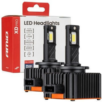 AMiO Lămpi Auto D3S Canbus LED 6500K Alb Rece 12V 2 Bucăți