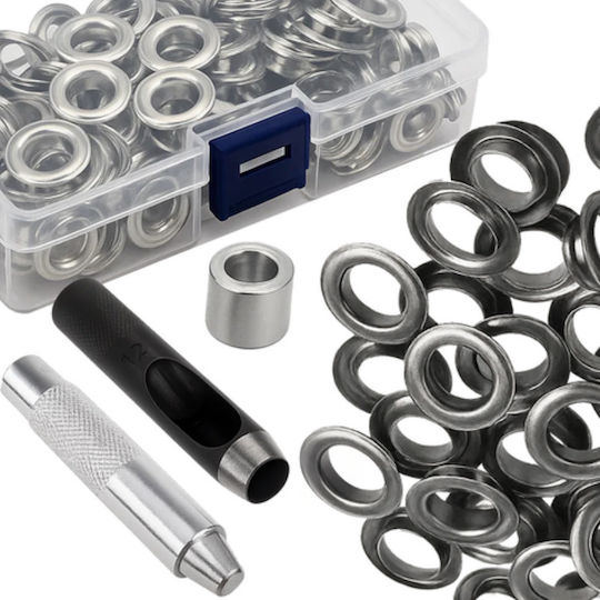 Kit 100 Capace Metalice Dispozitiv De Fixare Pentru Perforator Diametru Exterior 20 Mm Diametru Interior 12 Mm Înălțime 4.5 Mm Cutie De Depozitare Din Oțel Carbon
