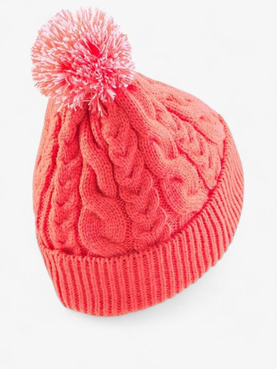 Unisex Pom Pom Beanie Strickmütze in Rosa Farbe