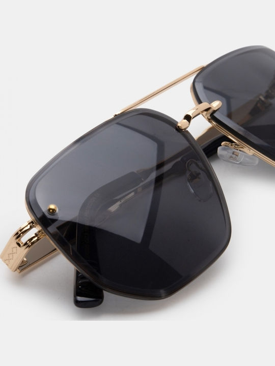 Luigi Ochelari De Soare Unisex Cu Ramă Metalică Neagră Și Lentile Negre 4855701
