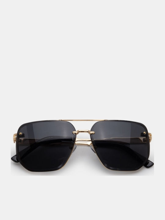 Luigi Ochelari De Soare Unisex Cu Ramă Metalică Neagră Și Lentile Negre 4855701