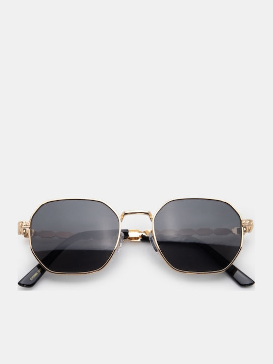Luigi Unisex Sunglasses with Black Metallic Frame and Black Lens 4856101