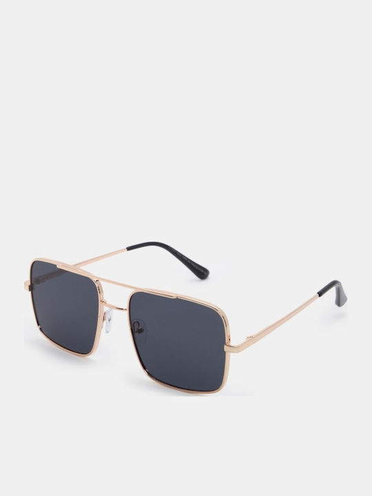 Luigi Unisex Sonnenbrillen mit Schwarzem Metallrahmen und Schwarzen Gläsern 4855501
