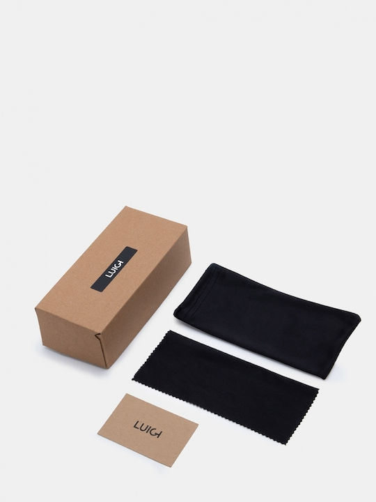 Luigi Unisex Sonnenbrillen mit Schwarzem Metallrahmen und Schwarzen Gläsern 4855501