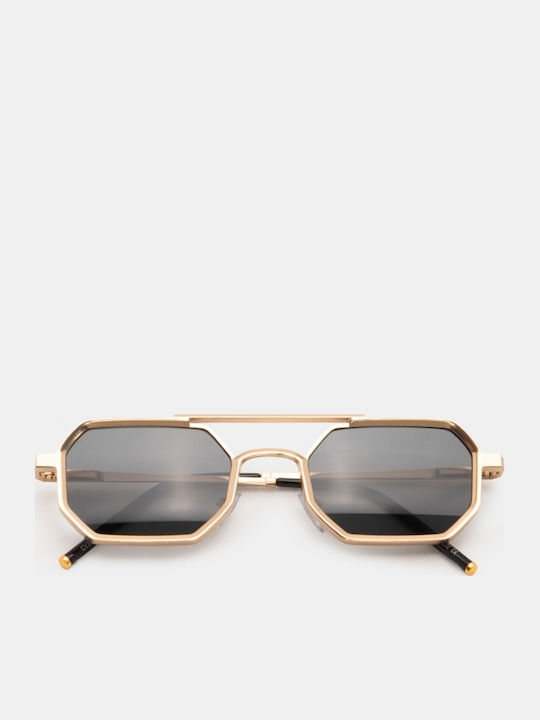 Luigi Unisex Sunglasses With Gold Metallic Frame And Gold Lens 4841209