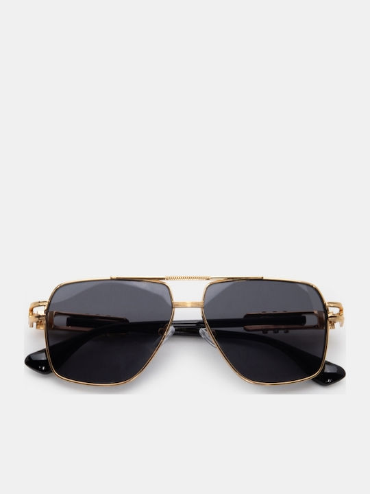 Luigi Unisex Sunglasses With Black Metallic Frame And Black Lens 4855401