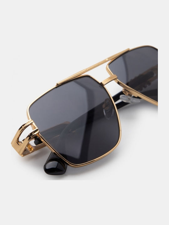 Luigi Unisex Sunglasses With Black Metallic Frame And Black Lens 4855401