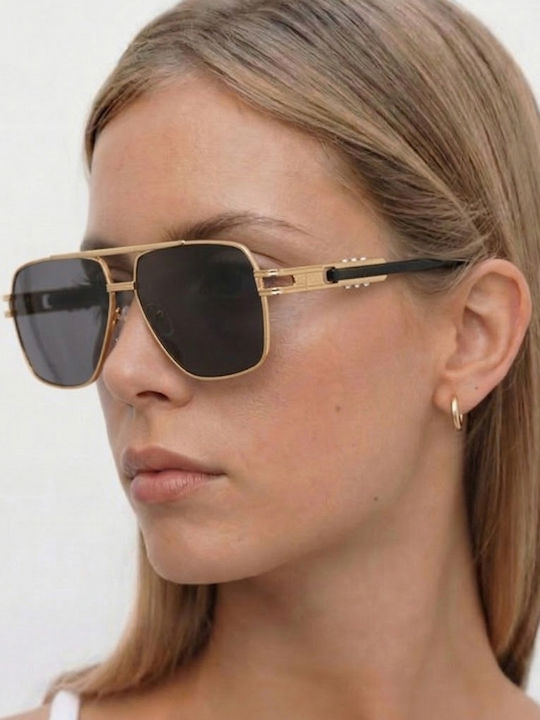 Luigi Unisex Sunglasses With Black Metallic Frame And Black Lens 4855401