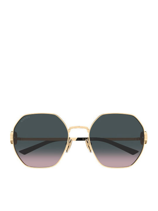 Gucci Unisex Ochelari de Soare cu Ramă Aurie și Lentilă Aurie GG2046S 002
