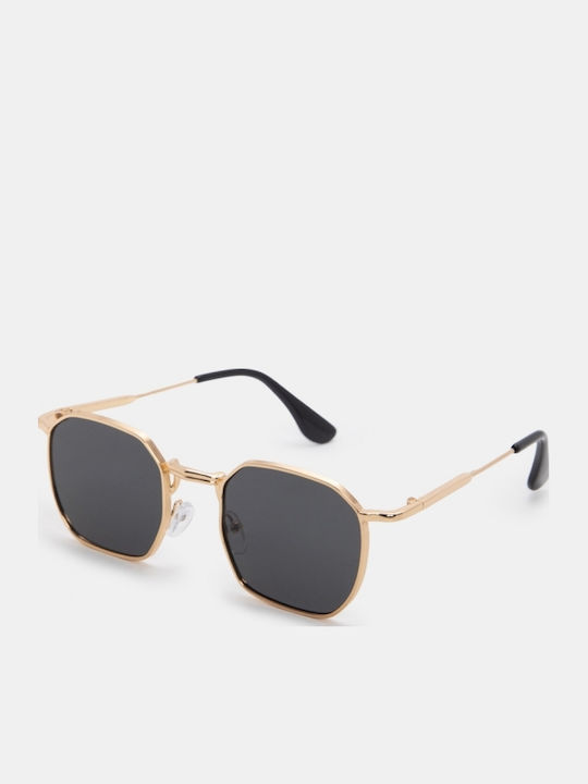 Luigi Unisex Sunglasses with Black Metallic Frame and Black Lens 4856001