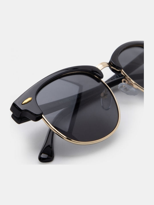 Luigi Ochelari De Soare Unisex Cu Ramă Metalică Neagră Și Lentile Negre 4856201