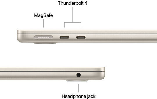 Apple MacBook Air 13,6" Panou IPS Ecran Retina (M5-10 Nuclee/16GB/512GB SSD/8-Core GPU) Starlight (Tastatură Română)
