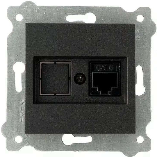 Built-in Internet Socket Cat 6 Exen Black 290-001403-253
