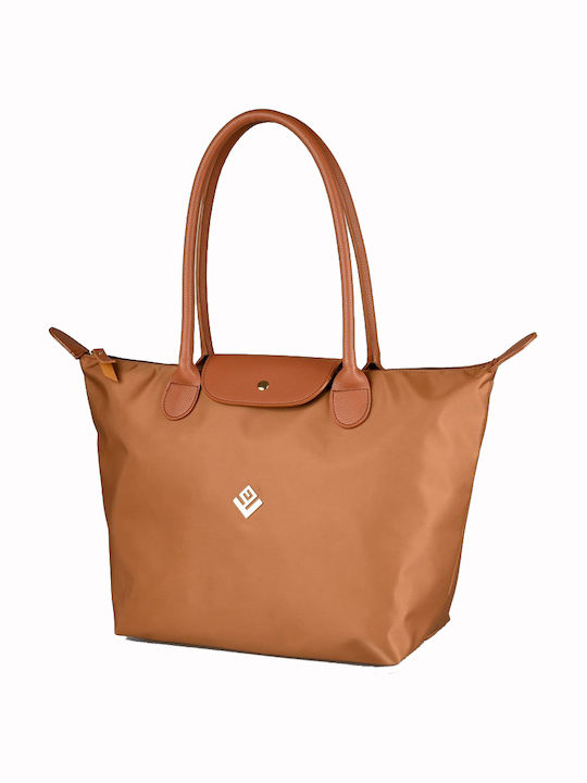Midi Leather Women's Shoulder Bag Brown