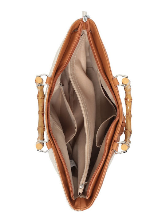Fabric Women's Handbag Brown
