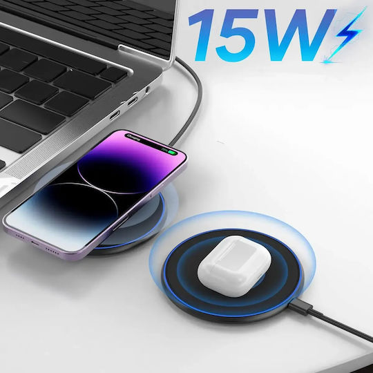 Wozinsky Încărcător Wireless (Qi Pad) și Cablu USB-C 15W Negruς (WLI-01Y)