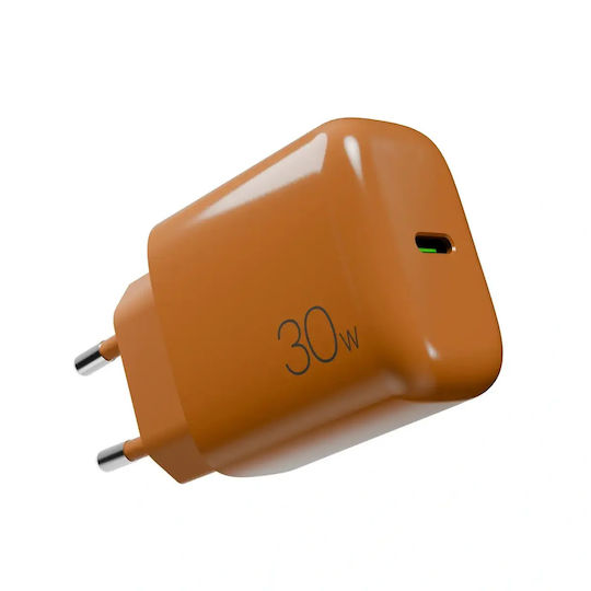 Puro Φορτιστής Χωρίς Καλώδιο με Θύρα USB-C 30W Πορτοκαλί (Prolite)