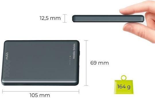 Mobile Origin PB1 MagSafe Power Bank 10000mAh 20W με Θύρα USB-C Power Delivery Μαύρο