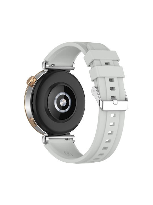 Huawei Watch Gt4 41mm Official Steps Style Silver Buckle Silicone Watch Band Gray Huawei Watch Gt4 41mm Official Steps Style Silver Buckle Silicone Watch Band Gray