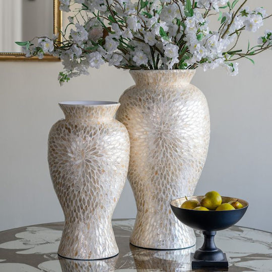 Artekko Διακοσμητικό Βάζο Μπαμπού Ivory Εκρού 28x28xΥ50cm