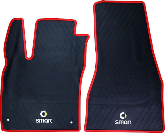 Autoline Μπροστινά Πατάκια 2τμχ NEW Smart Μαύρο / Κόκκινο