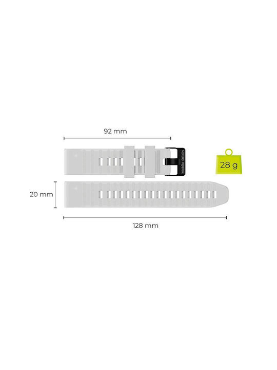 Mobile Origin Easy Strap Silicone Watch 20mm White Mo-ess-20-wht