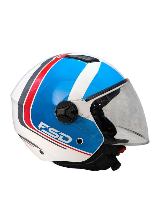 Faseed 700-721 White/Red/Blue Motorcycle Helmet Jet ECE 22.05
