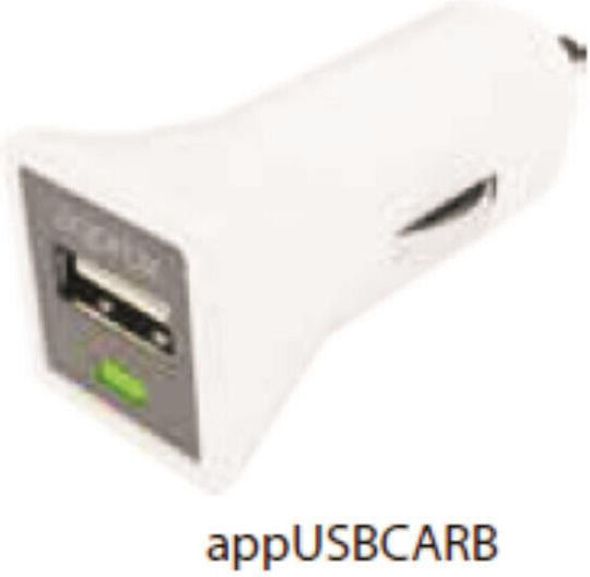 Approx Car Charger APPUSBCARW Зарядно за кола 1Спецификация с един Порт: 1xUSB Бял Цвят