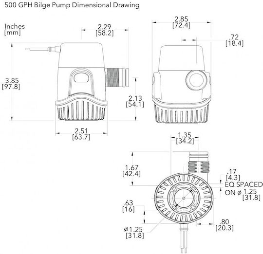 Rule Αντλια Σεντινας 500 12v 32lt/min Rule 17.fn.z25da