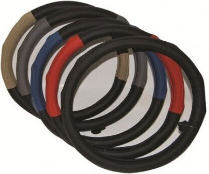 Autoline Car Steering Wheel Cover with Diameter 38cm Leather Black with Blue Stitching 9990000006519