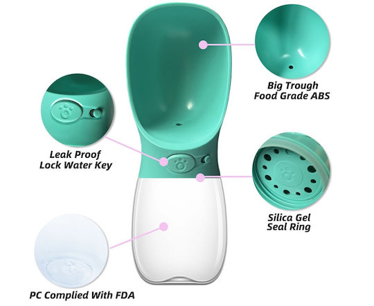 Ideaplus Pet Αυτόματo Πλαστικό Μπουκάλι Φαγητού για Σκύλο & Γάτα σε Πράσινο Χρώμα
