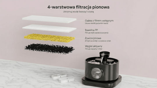 PVC Поилка / Фонтан за Куче и Котка в Черен Цвят