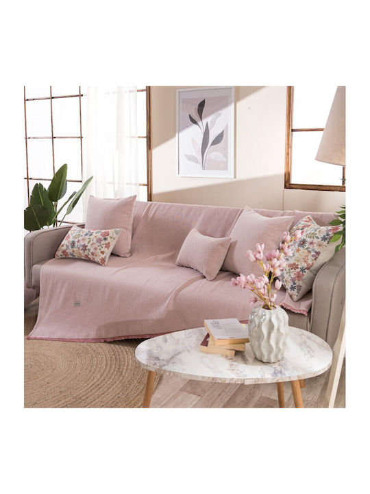 Teoran Bari Armchair Throw Chenille 180x150cm Pink