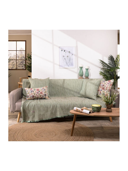 Teoran Rieti Ριχτάρι Τετραθέσιου Καναπέ Chenille 180x350εκ. Πράσινο