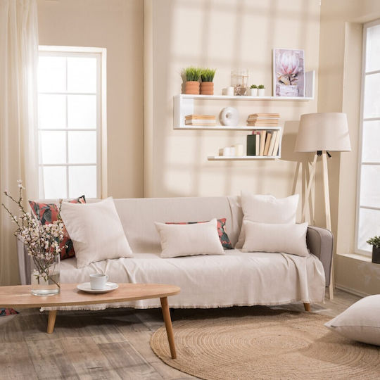 Teoran Rieti Sofa Throw 2 Seater Chenille 180x250cm White