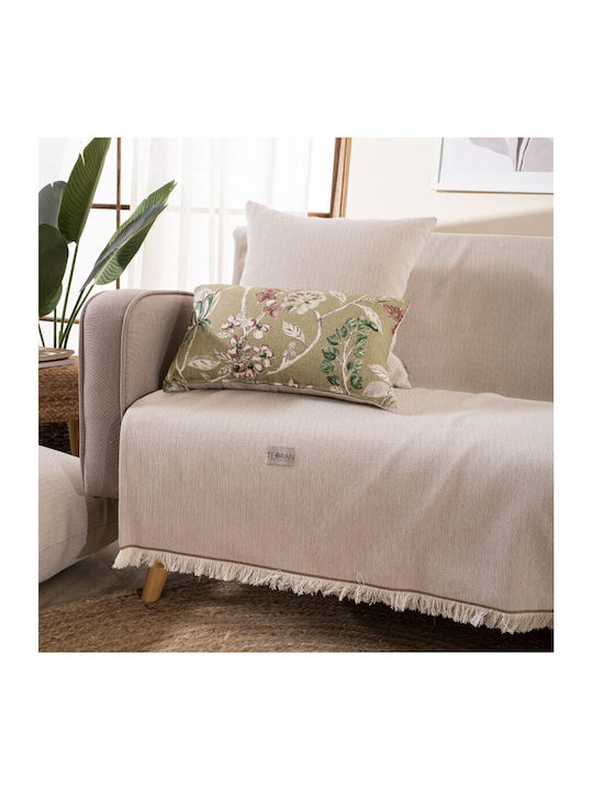 Teoran Bari Three-Seater Sofa Throw Chenille 180x300cm Beige