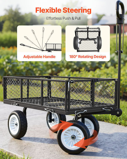 Metal Garden Cart with Maximum Load Capacity 408kg