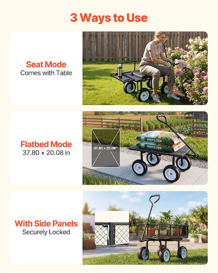 Plastic Garden Cart with Maximum Load Capacity 226kg