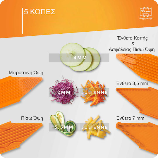 Borner Aufschnittmaschine V3 Trendline Pro Set 8 Stück Orange