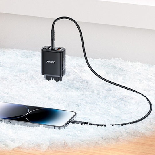 Yesido Incarcator Fără Cablu cu Port USB-A și Port USB-C 20W Power Delivery / Quick Charge 3.0 Negru
