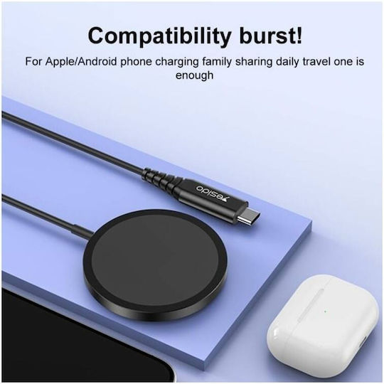 Yesido Încărcător Wireless (Qi Pad) 15W Gri